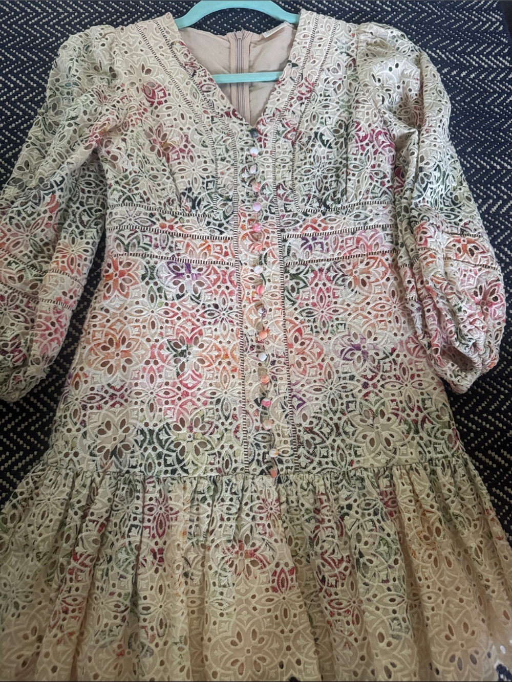 Girls Cream Floral Lace Party Dress